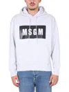 Msgm Logo-print Cotton Hoodie In Grey