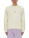 Msgm Logo-print Cotton Sweatshirt In Ivory