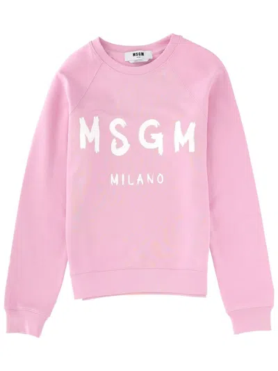 Msgm Sweatshirt With Logo In Animal Print