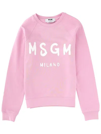 Msgm Sweatshirt With Logo In Pink
