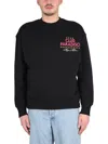 Msgm Black Sweatshirt With Front And Back Logo Print In Black