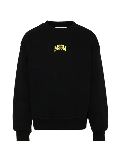 Msgm Kids' Sweatshirt With Logo Print In Black