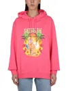 Msgm Vibrant Sweatshirt With Drawstring Hood And Playful Graphic In Purple