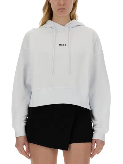 Msgm Sweatshirt With Logo In White