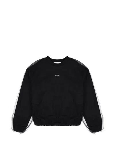 Msgm Sweatshirt With  Kids Logo Print In Black
