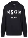 Msgm Logo-print Drawstring Hoodie In Black