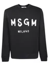 Msgm Relaxed Fit Black Cotton Sweatshirt In Black
