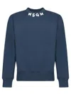 Msgm Logo Blue Crewneck Sweatshirt In Blue