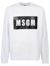 Msgm Logo Print Cotton Sweatshirt In White