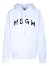 Msgm Rhinestone-covered Logo White Hoodie In White