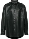 Msgm Synthetic Leather-look Shirt With Applied Pocket In Black