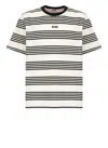 Msgm Rear Contrast Stripes Crew Neck T-shirt In Black