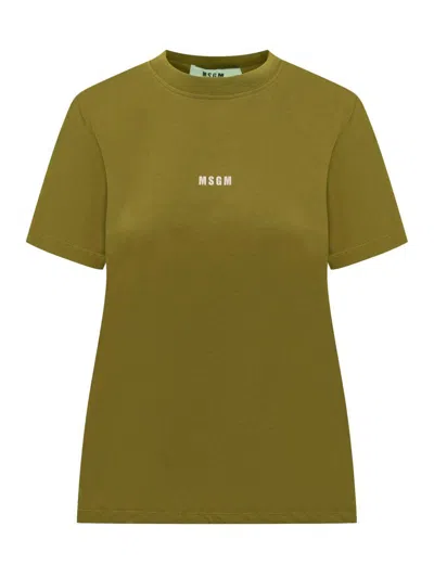 Msgm Logo-print T-shirt In Green