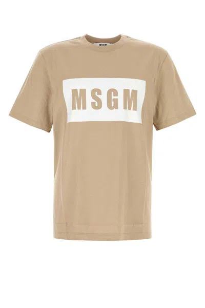 Msgm T-shirt In Beige O Tan