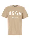 Msgm Crew Neck Cotton T-shirt In Neutral