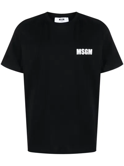 Msgm Logo-print Short-sleeve T-shirt In Black