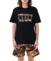 Msgm Camouflage Print Logo T-shirt In Black