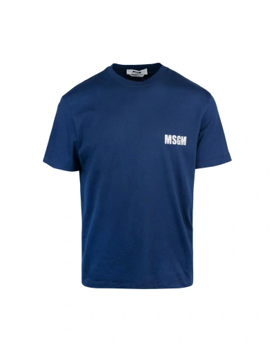 Msgm T-shirt Blu Con Logo In 89