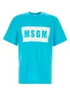 Msgm Crew Neck Cotton T-shirt In Blue