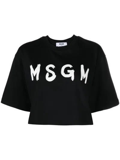 Msgm T-shirt Con Logo In Black  