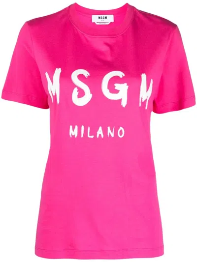 Msgm T-shirt Con Logo In Pink