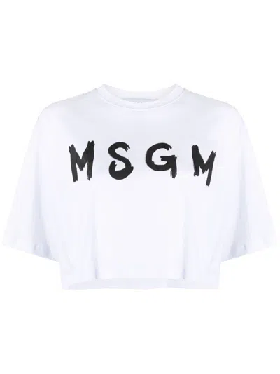 Msgm T-shirt Con Logo In White