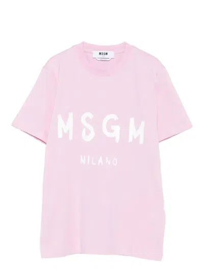 MSGM LOGO PRINT COTTON T-SHIRT