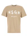 Msgm Crew Neck Cotton T-shirt In Neutral
