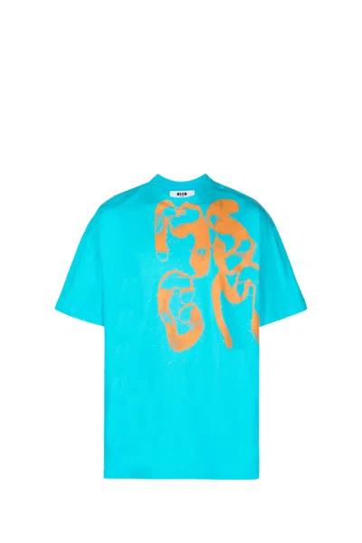 Msgm T-shirt In Clear Blue