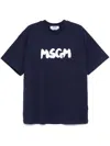 Msgm Casual Fit Blue T-shirt With Bold Logo In Blue