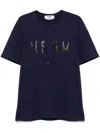 Msgm Over T-shirt In Blue Cotton With Printed Black Logo In Blue