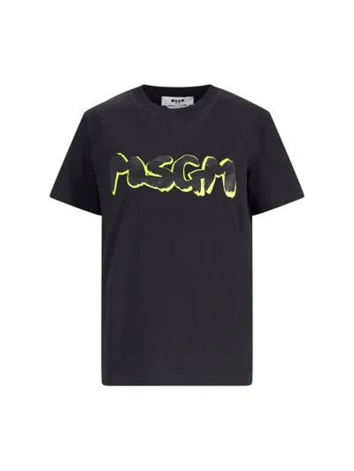 Msgm T-shirt Logo  In Black