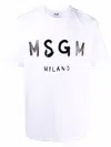 Msgm Cotton T-shirt With Front Printed Logo In White