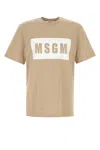 Msgm Crew Neck Cotton T-shirt In Neutral