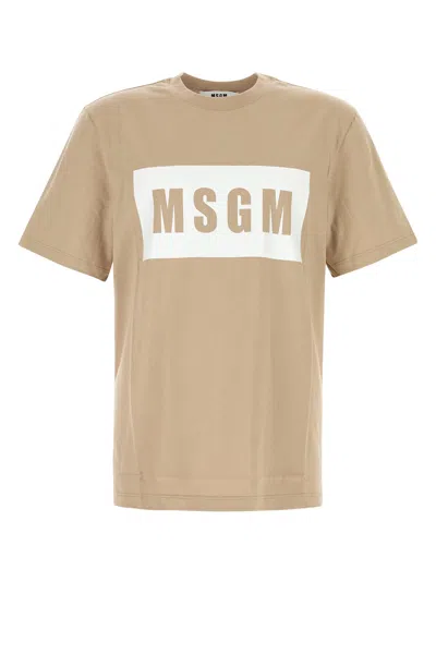 MSGM MSGM BIEGE COTTON T-SHIRT