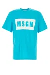 Msgm Crew Neck Cotton T-shirt In Blue