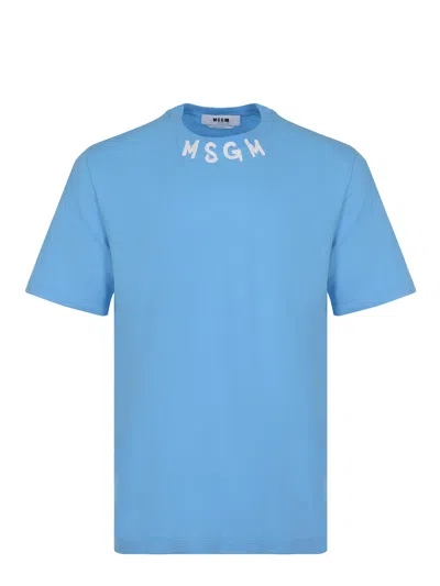 Msgm T-shirt Made Of Cotton. In Blue