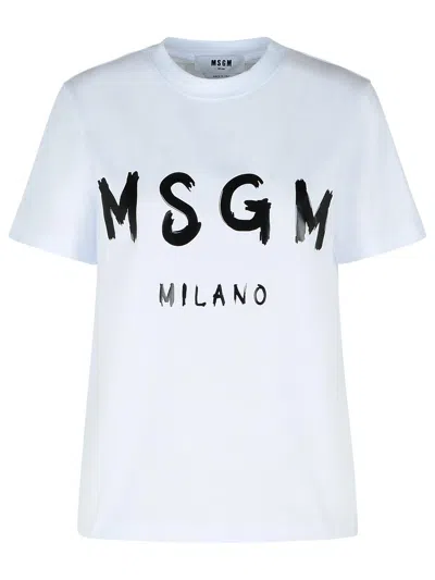 Msgm T Shirt Maxi Logo Scritta In White