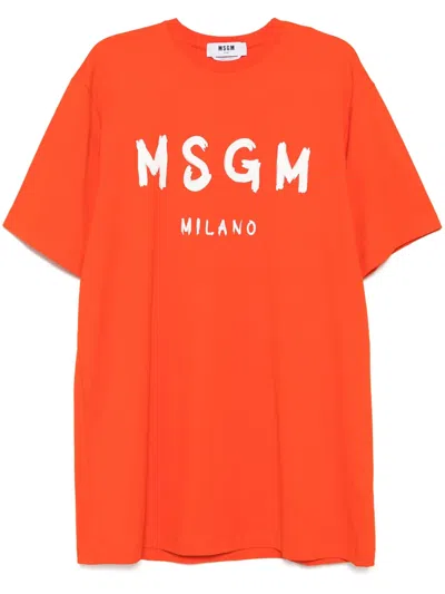 Msgm T-shirt Mini Dress In Red