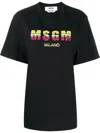 Msgm Sequined Logo T-shirt In Black