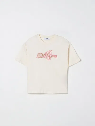 Msgm T-shirt  Kids Kids Color Beige In White