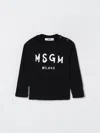 Msgm Black T-shirt For Babykids With Logo In Black
