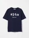 Msgm Logo-print Cotton T-shirt In Blau