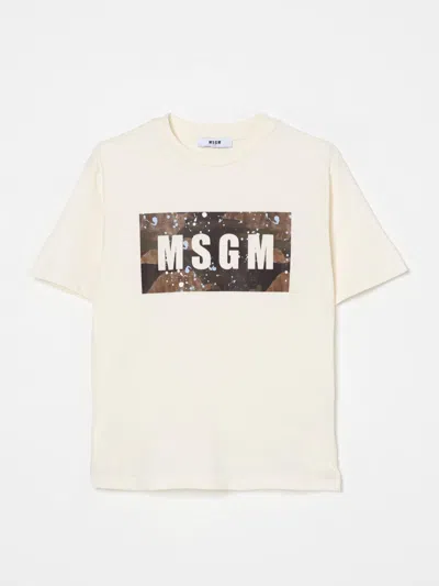 MSGM T-SHIRT MSGM KIDS KIDS COLOR CREAM,420698078