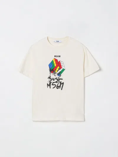 MSGM T-SHIRT MSGM KIDS KIDS COLOR CREAM,H34115078
