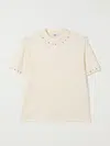 Msgm Ivory T-shirt For Girl With Logo In Neutral