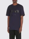 Msgm Over T-shirt In Blue Cotton With Printed Black Logo
