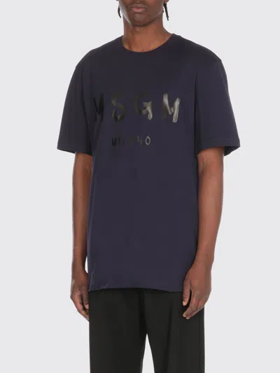 MSGM T-SHIRT MSGM MEN COLOR BLUE,H01594009