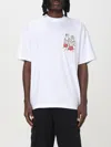 Msgm White Crewneck T-shirt With Patch On The Front And Logo Lettering On The Back In Cotton Man In White