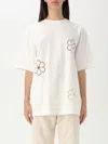 Msgm Off-white Floral T-shirt In Ivory